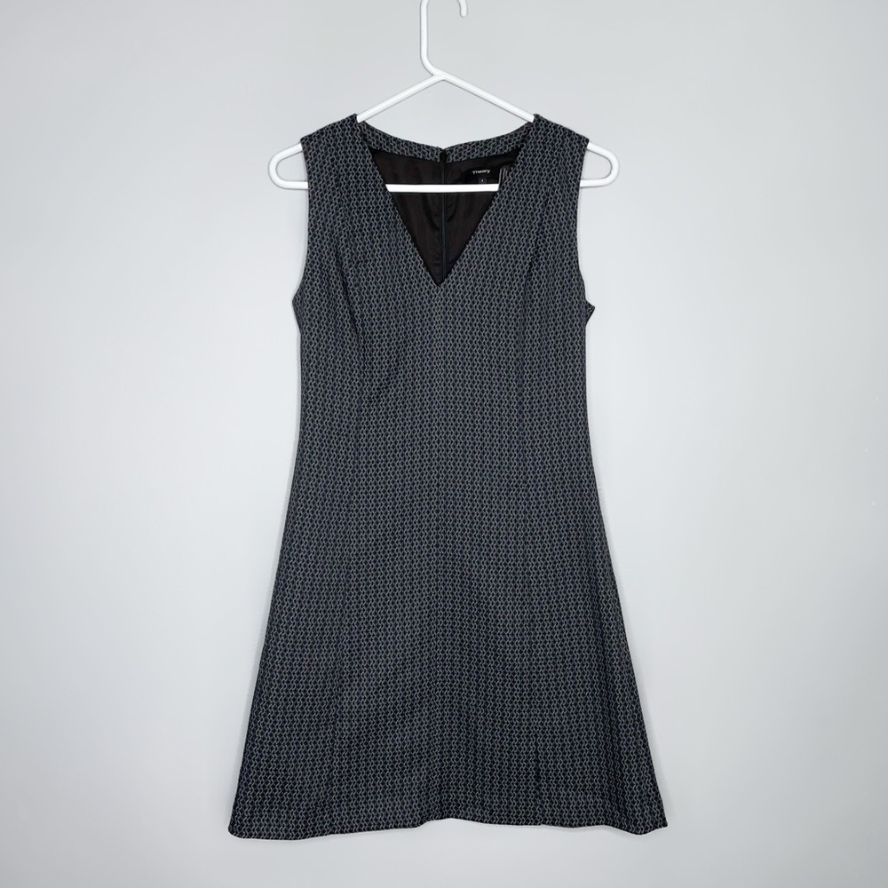 Theory Easy V Shift Dress Shadow Jacquard Size 4